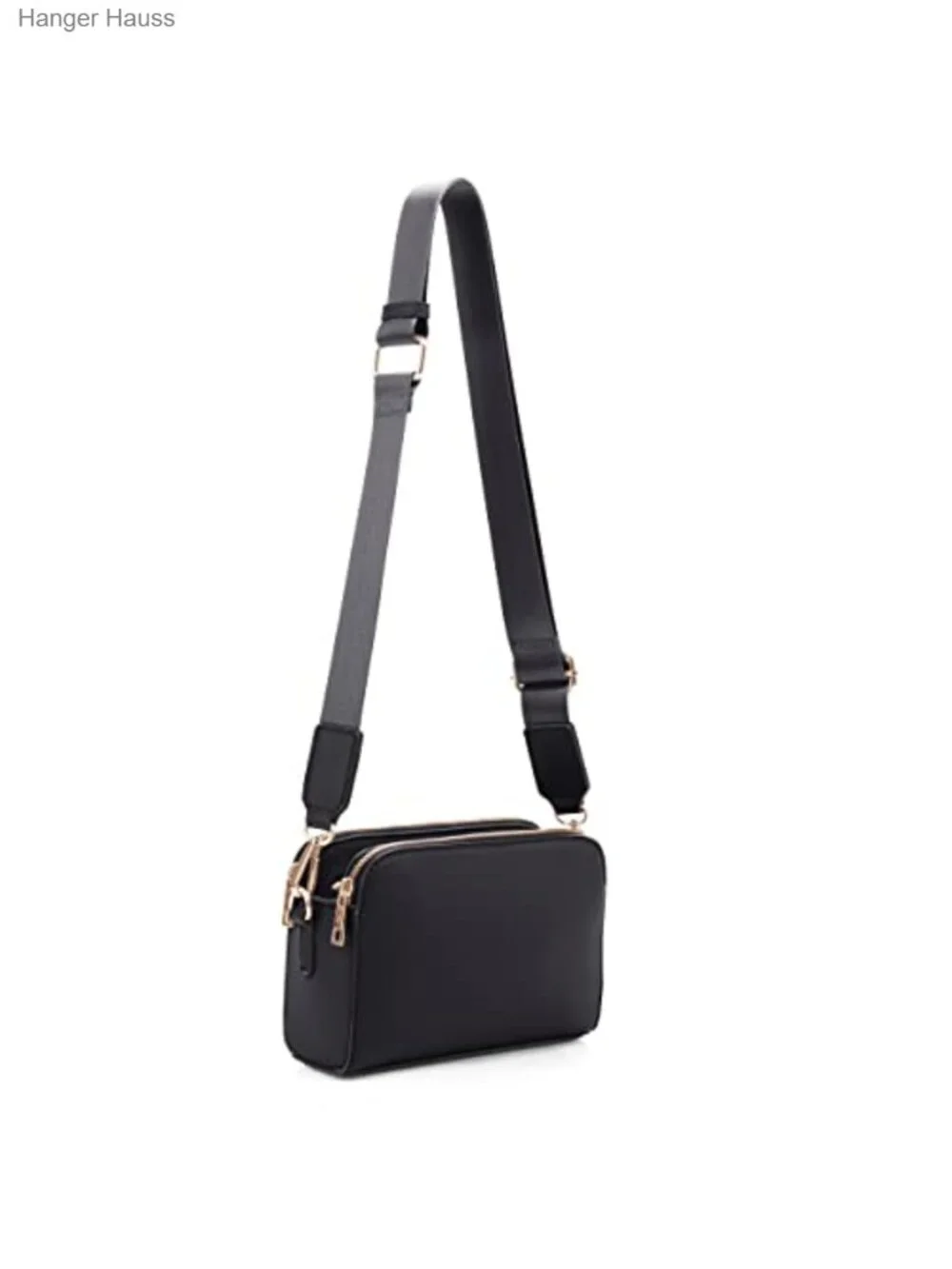 Women's Crossbody Bag with Wide Guitar Strap - Vegan Leather Triple Zip Purse